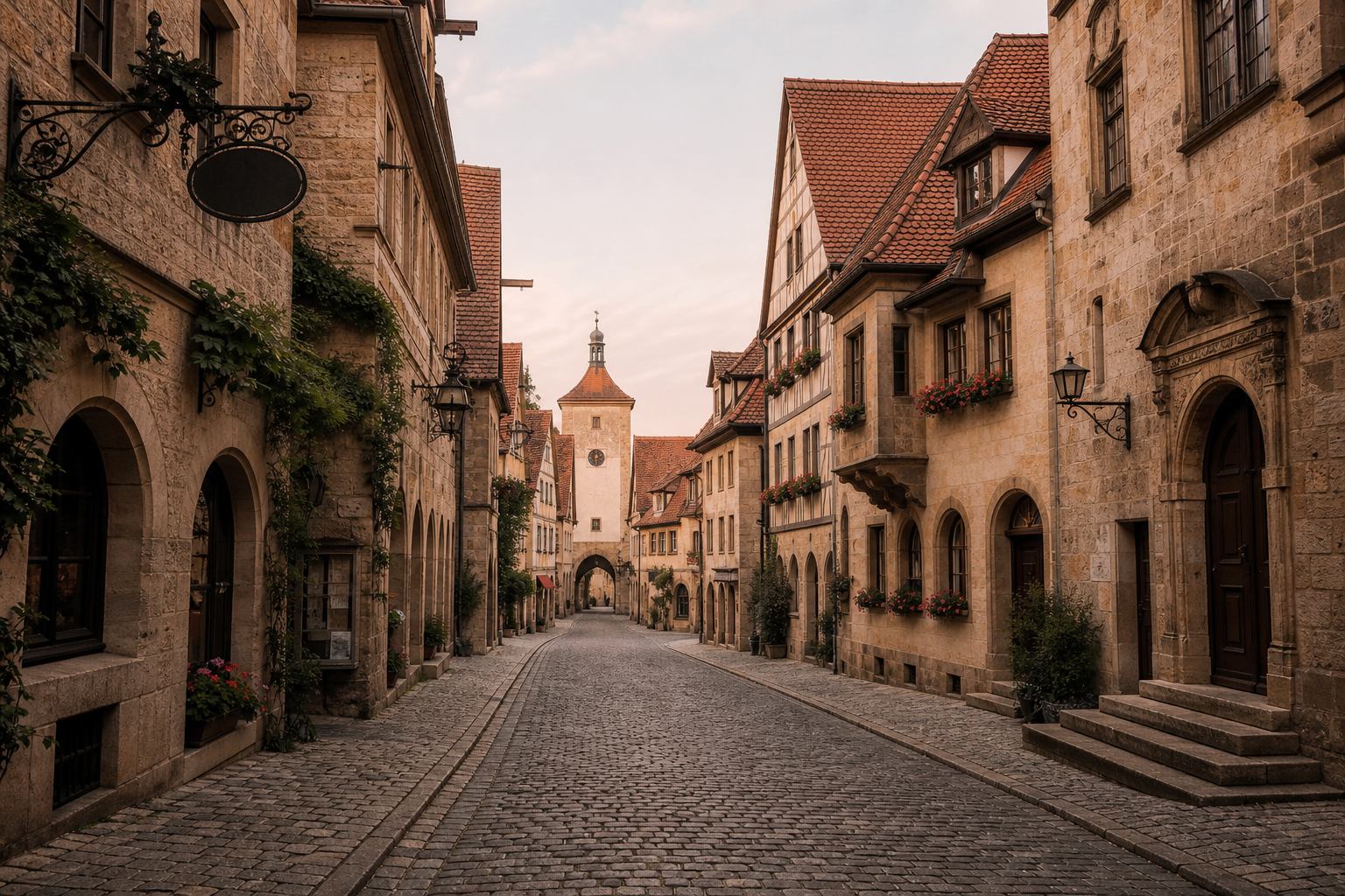 Historische steinerne Gasse in einer fränkischen Altstadt